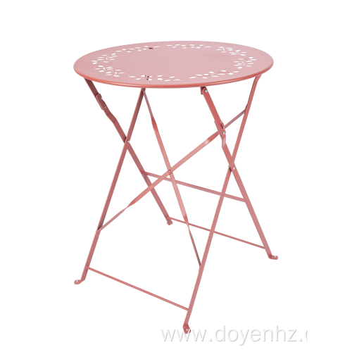 60cm Metal Round Folding Table with Leaf Pattern